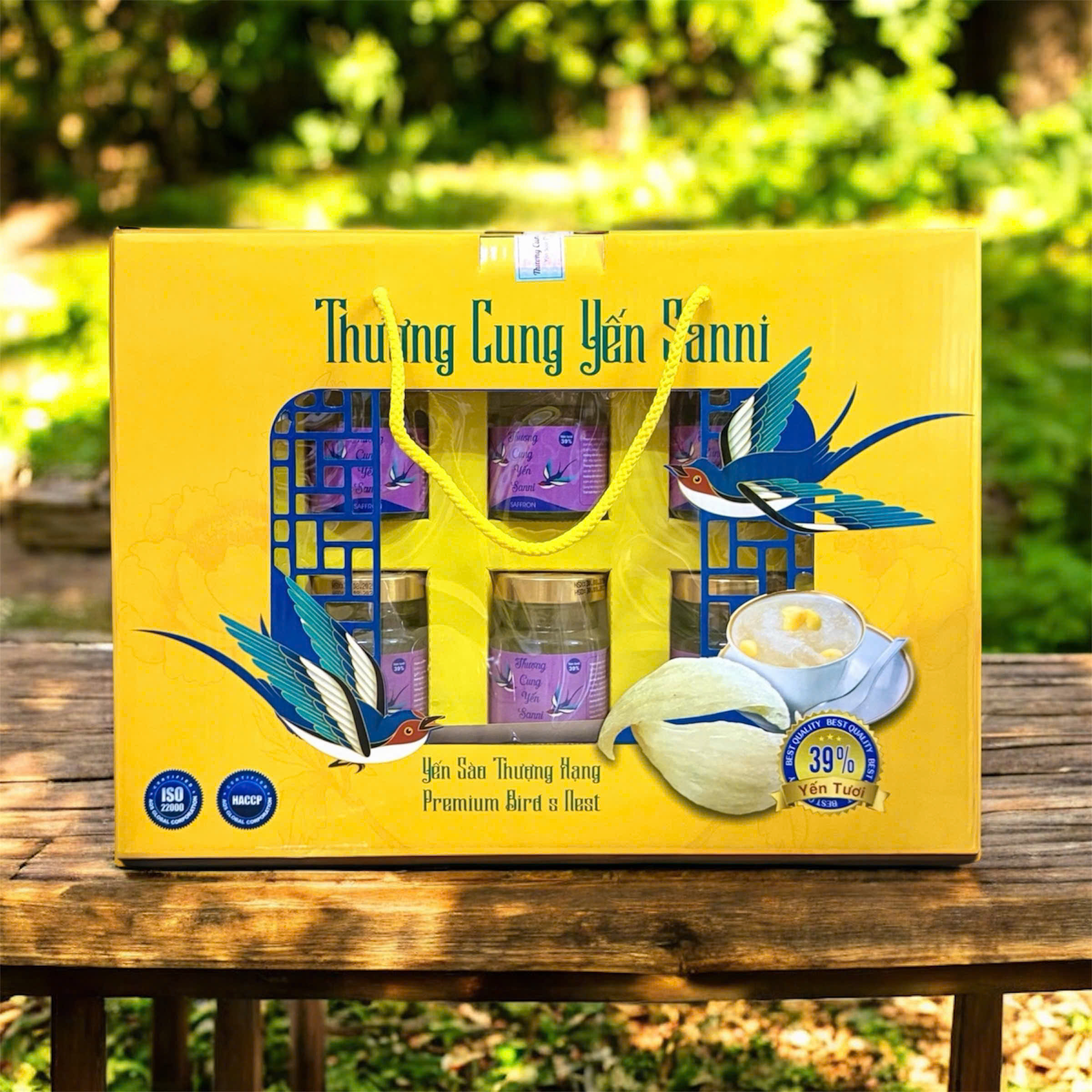 Hộp quà lớn 6 hũ yến Thượng Cung Yến Sanni 70ml Saffron